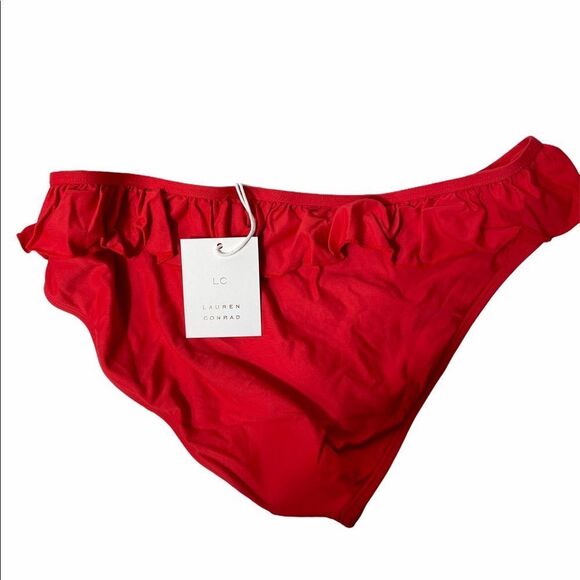 NEW bikini bottom Women's LC Lauren Conrad Ruffle Bikini Bottoms red SZ XL - Picture 7 of 8